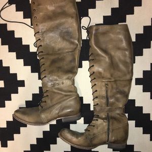 Free People leather lace-up boots. Size 10